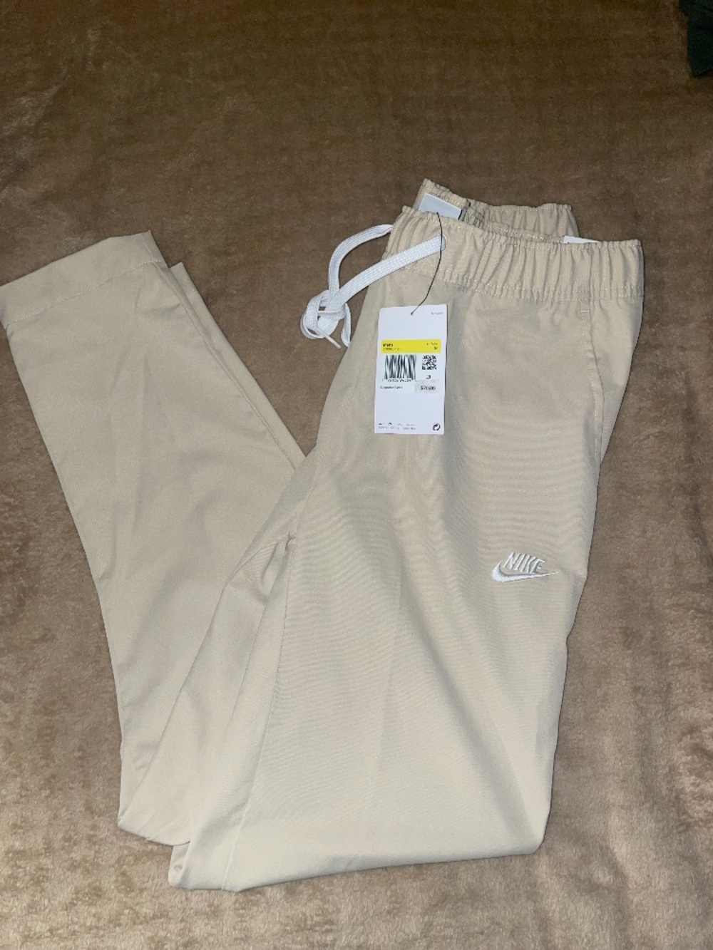 Nike Cream Drawstring Joggers with White Swoosh